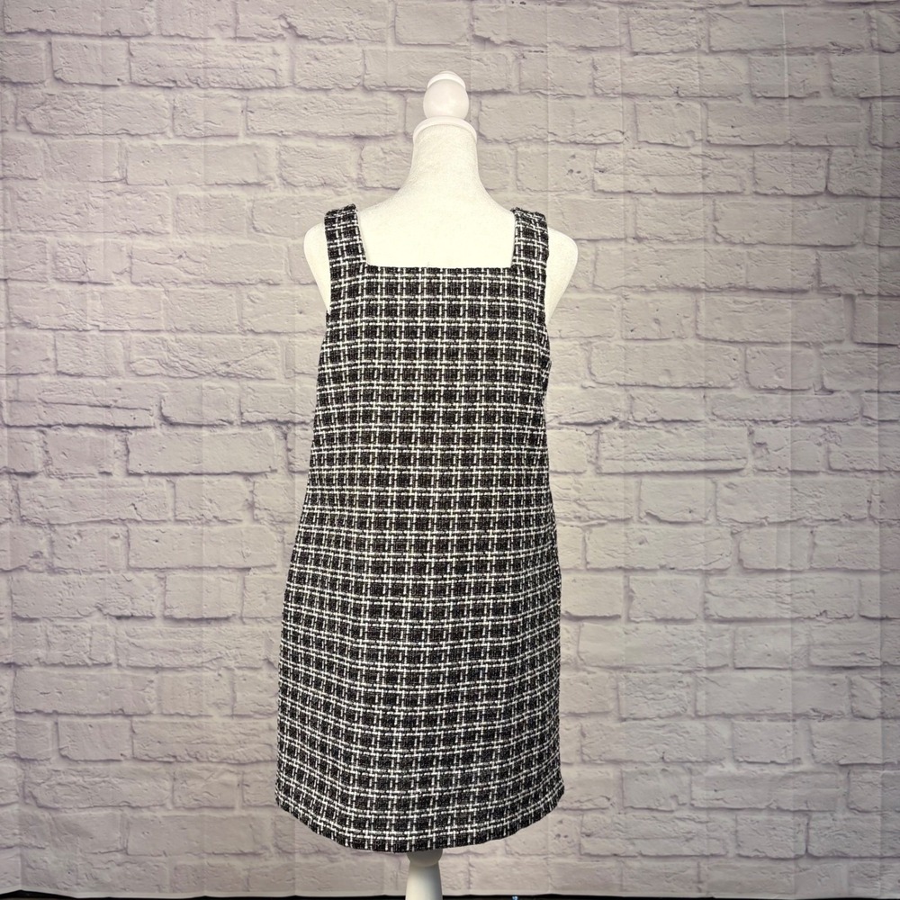 Loft Size 6 Mini Shift Dress Faux Button 90s Y2K Plaid Sleeveless - Picture 4 of 12